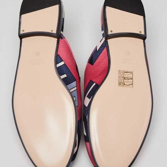 Gucci Pink/Blue G Printed Satin Princetown Mule Flats Size 4.5/35 - Picture 2 of 5